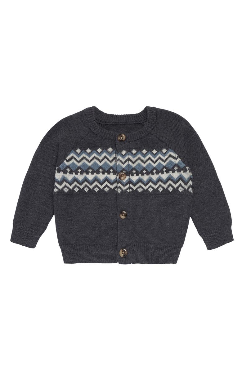 Modern Moments<sup>™</sup> by Gerber Fair Isle Cardigan Sweater, Main, color, Dark Grey