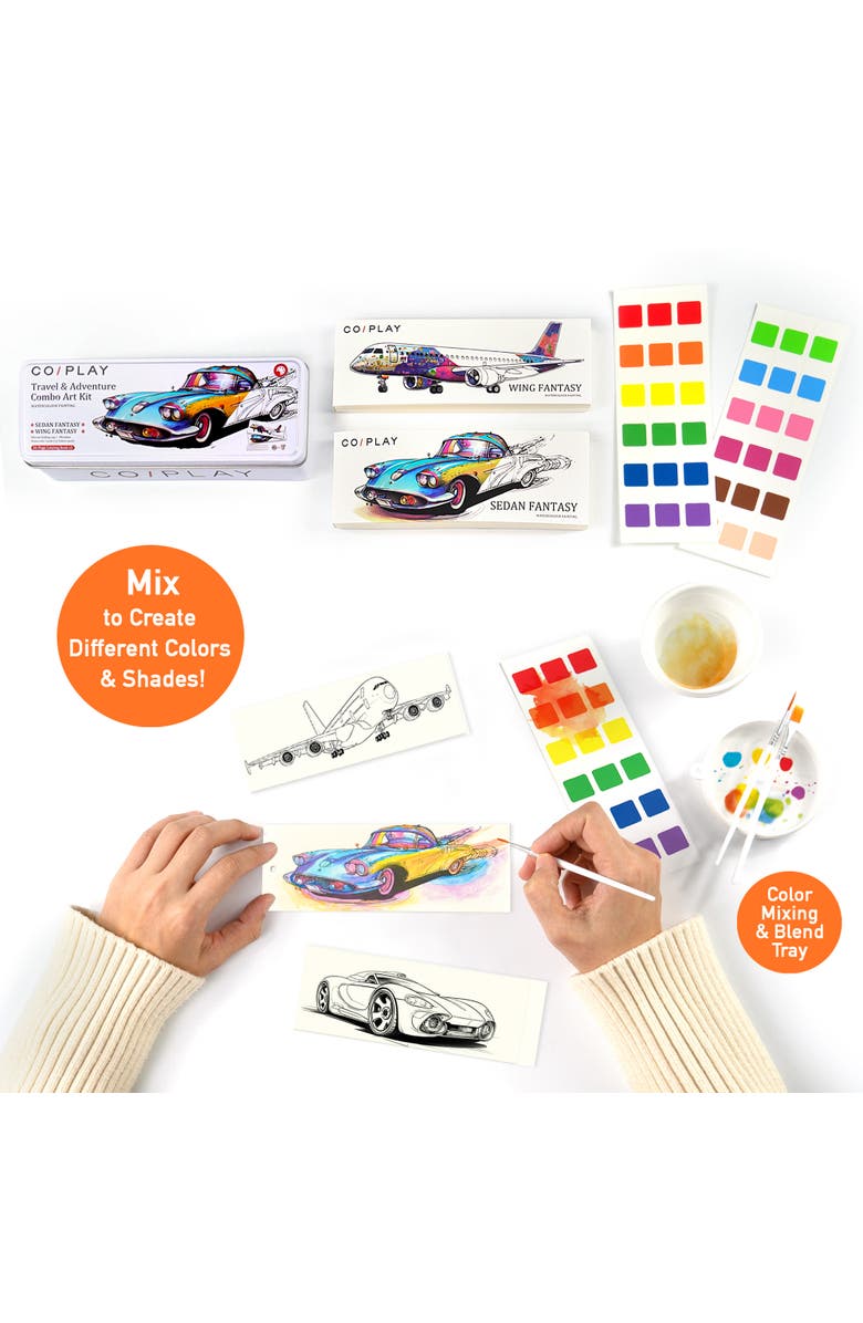 COIPLAY Watercolor Painting Art Kit Travel & Adventure Tin Box, Kids 6+, Alternate, color, Multicolored