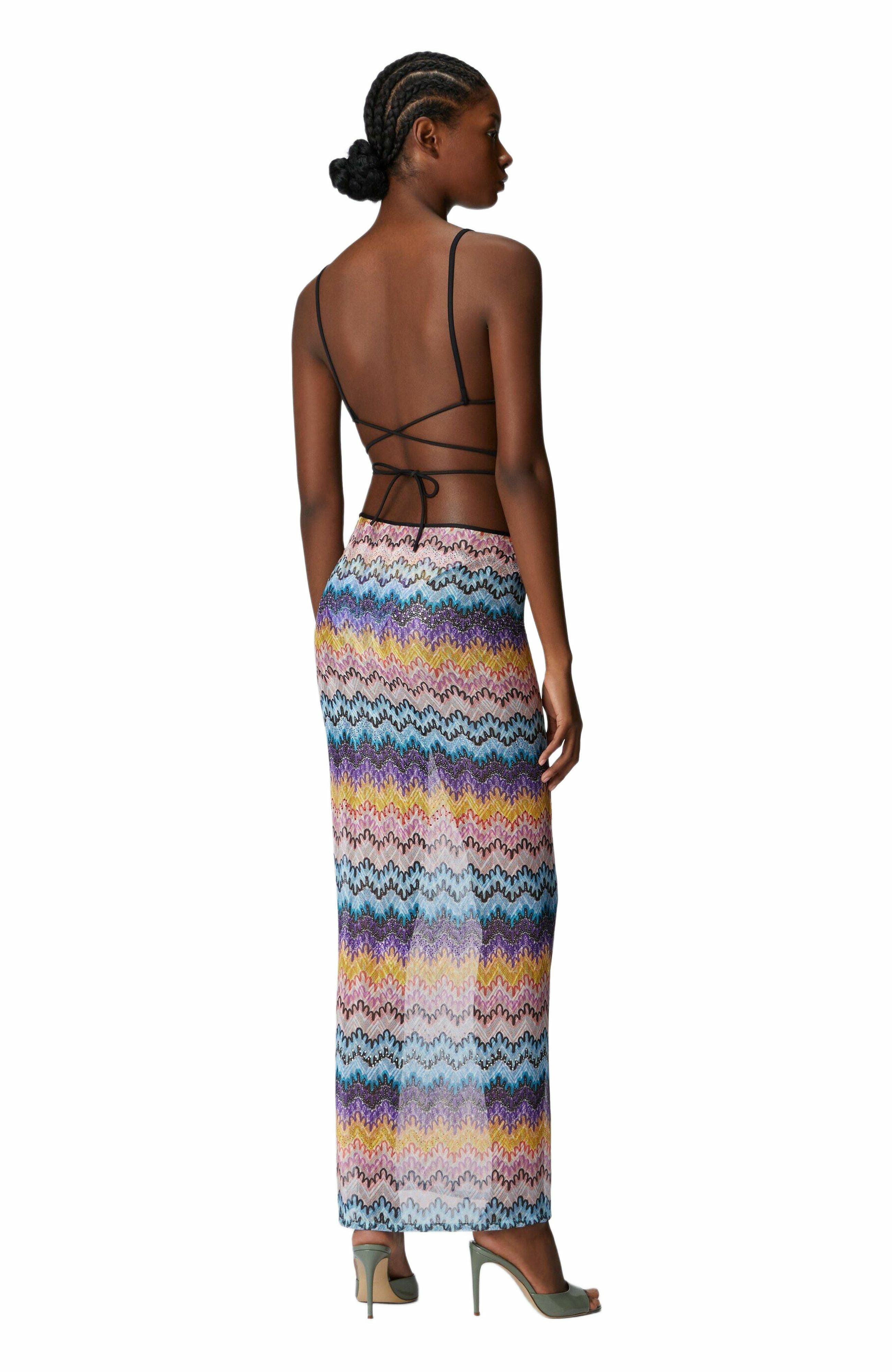 Long Printed Lace Skirt With Zig Zag Pattern - image 2
