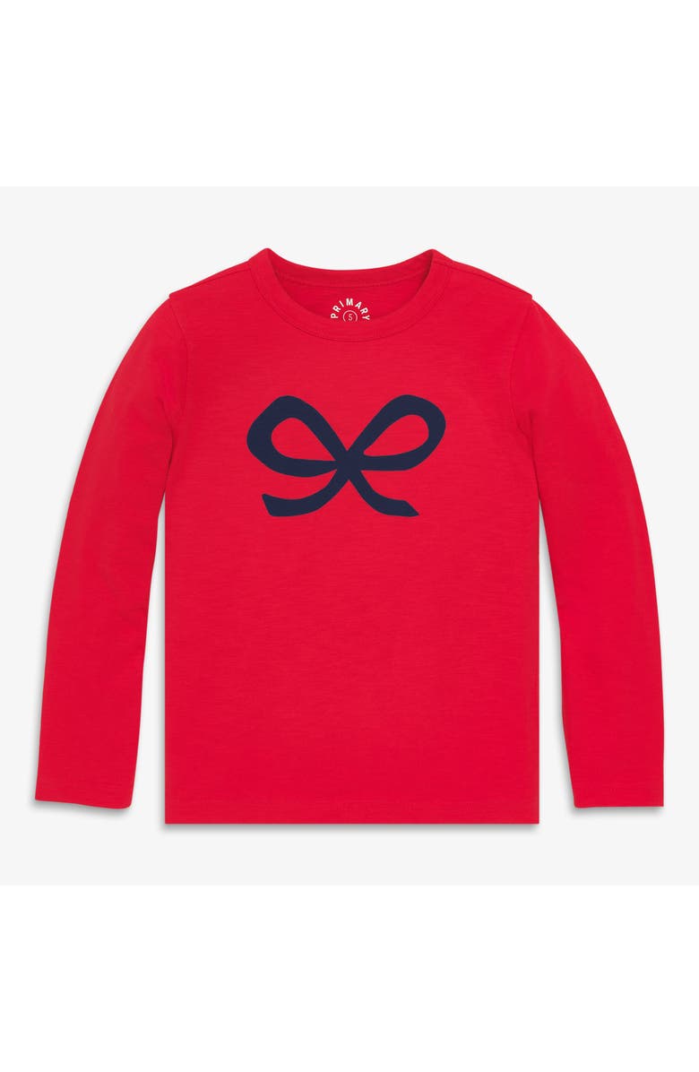 Primary Kids Long Sleeve Bow Tee, Main, color, Lollipop