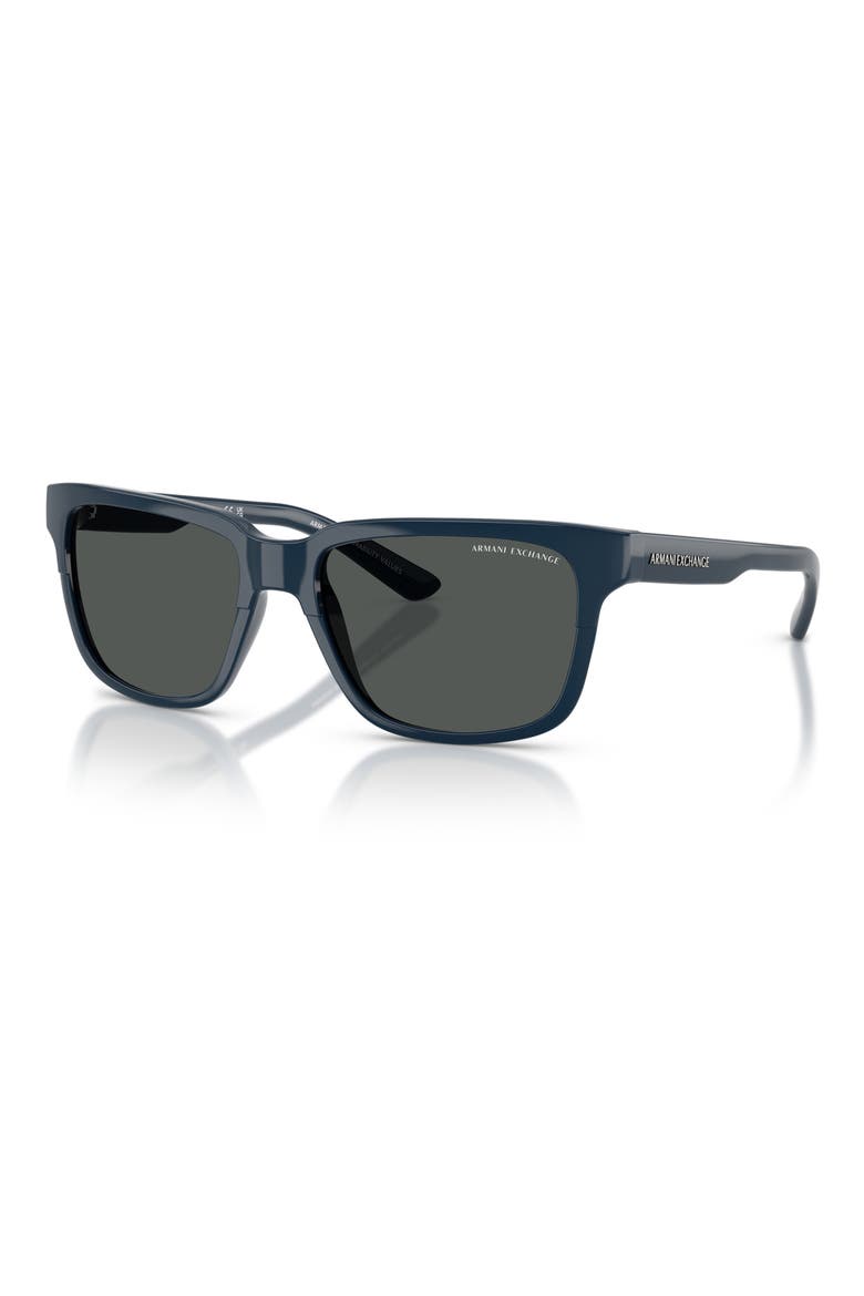 56mm Square Sunglasses, Alternate, color, SHINY NAVY BLUE / SMOKE