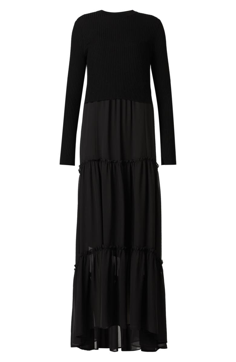 AllSaints Tilly 2-in-1 Tiered Slipdress & Crop Merino Wool Sweater, Alternate, color,