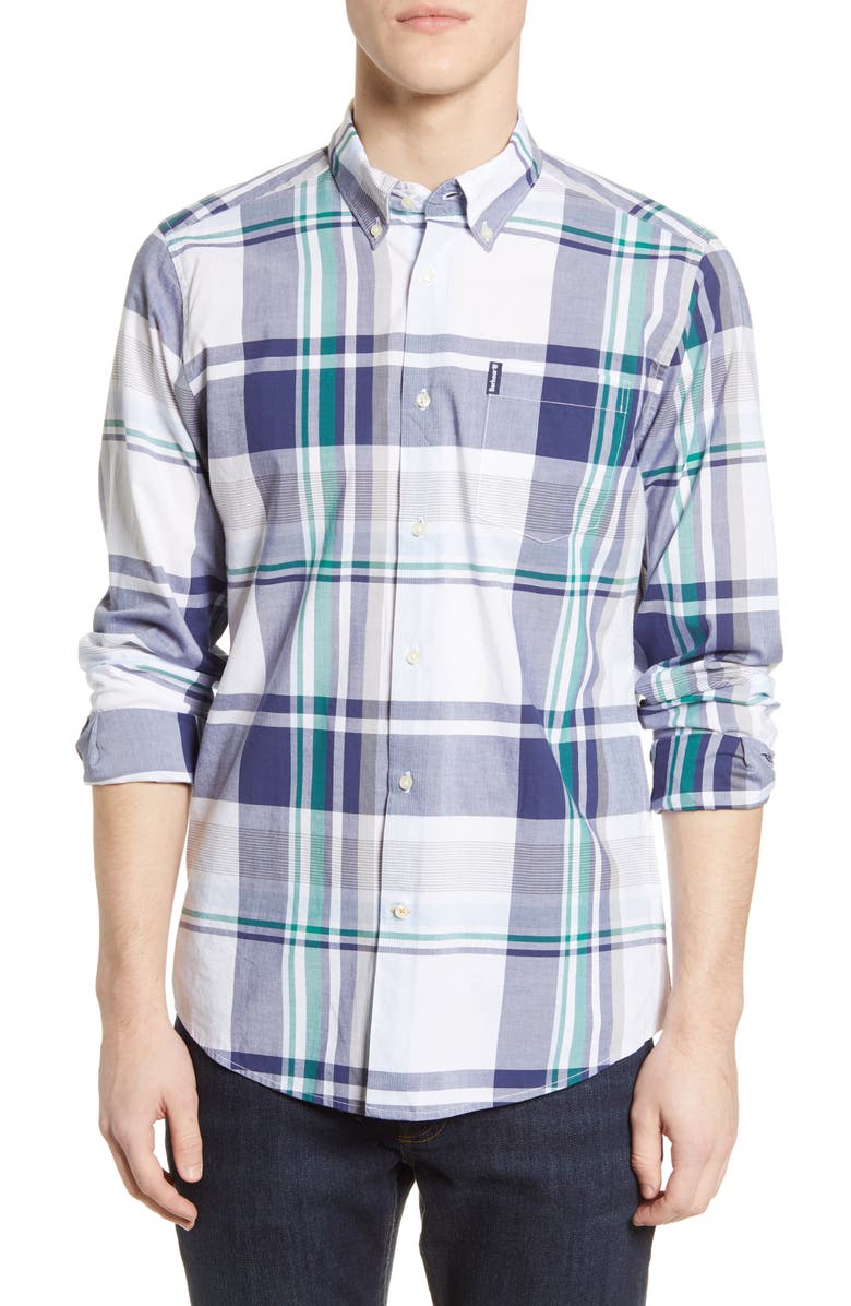 Barbour Madras 7 Tailored Fit Button-Down Shirt, Main, color, 