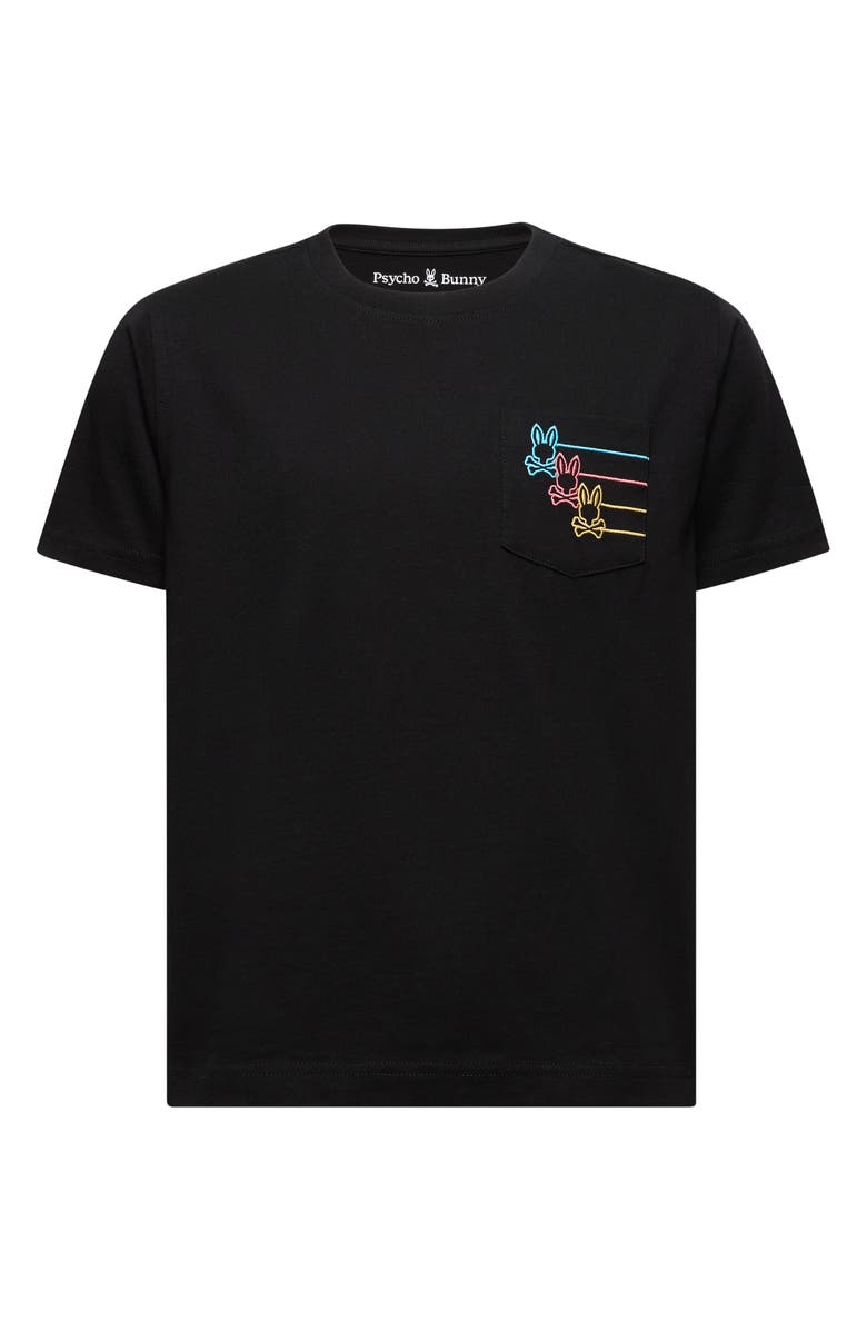 Psycho Bunny Kids' Andy Embroidered Pocket Cotton T-Shirt, Main, color, Black