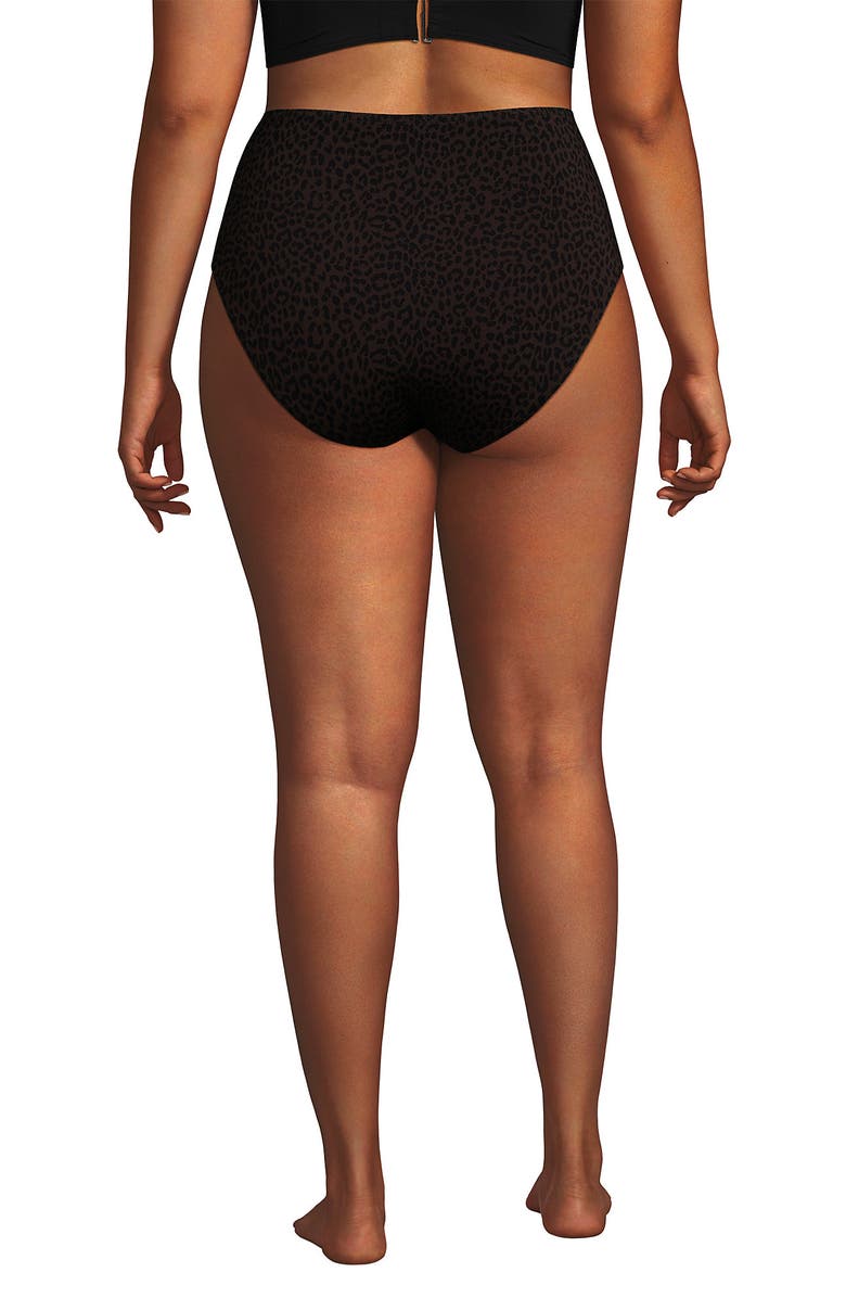 Lands' End Plus Size Cheeky High Waisted Bikini Bottoms, Alternate, color, Brown Leopard