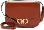 FERRAGAMO Double Gancio Leather Crossbody Bag