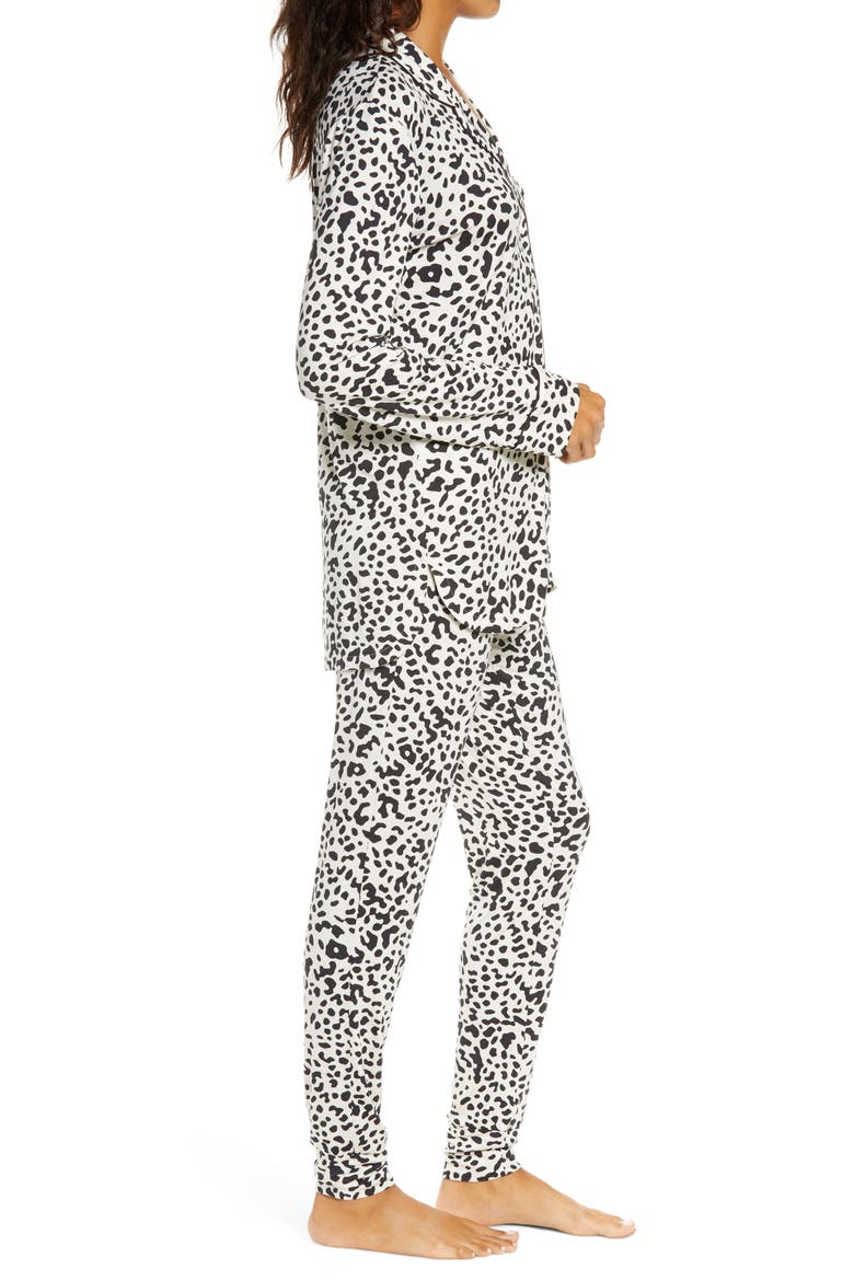 Long Sleeve Print Pajamas, Alternate, color, IVORY DOVE LEOPARD