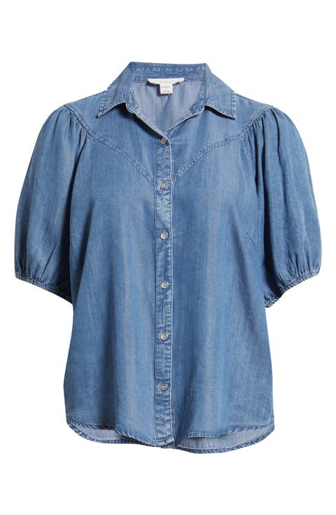 Lida Short Sleeve Denim Button-Up Shirt