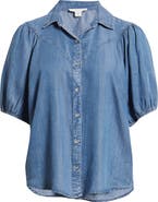 beachlunchlounge Lida Short Sleeve Denim Button-Up Shirt