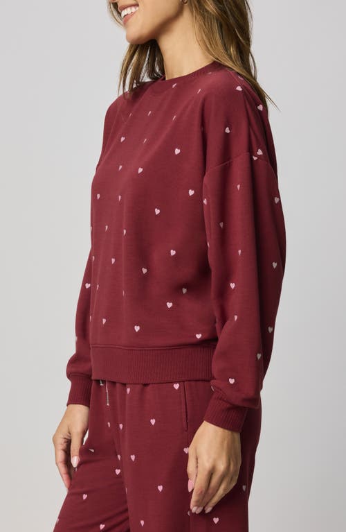 Splendid Love Lounge Embroidered Sweatshirt In Red
