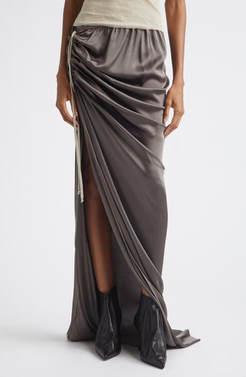Edfu Ruched Satin Skirt
