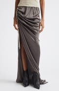 Rick Owens Edfu Ruched Satin Skirt