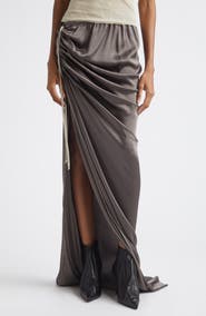 Rick Owens Edfu Ruched Satin Skirt