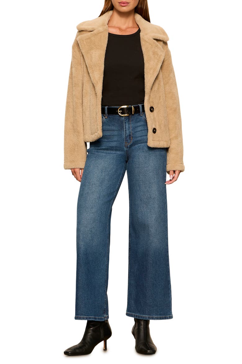 Colette Faux Fur Jacket, Alternate, color, WARM CAMEL BROWN