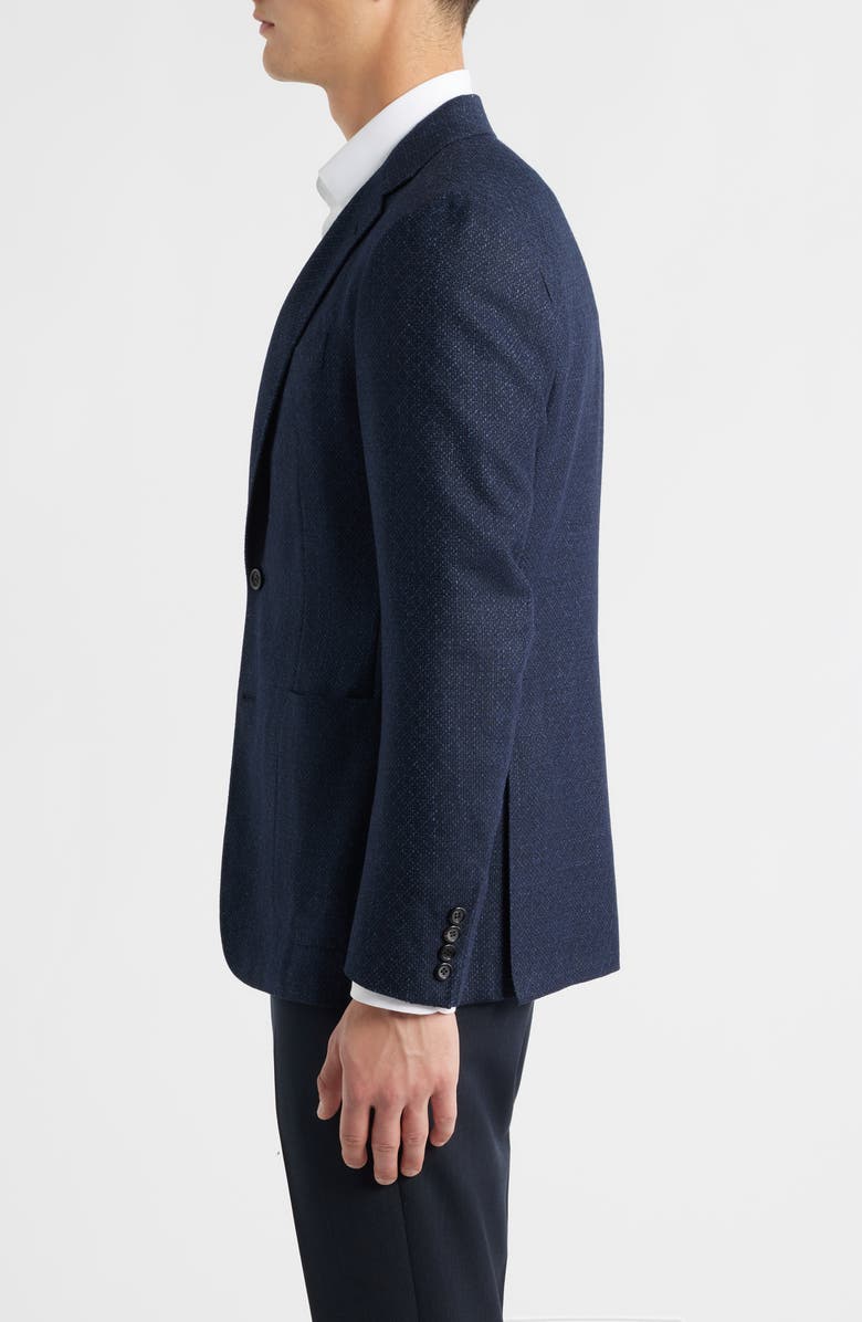 Canali Kei Trim Fit Diamond Jacquard Wool & Silk Blend Sport Coat, Alternate, color, Navy