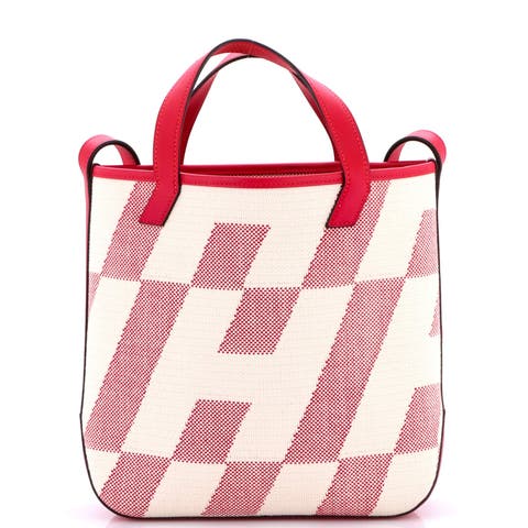Cabas H en Biais Tote Canvas with Leather 27
