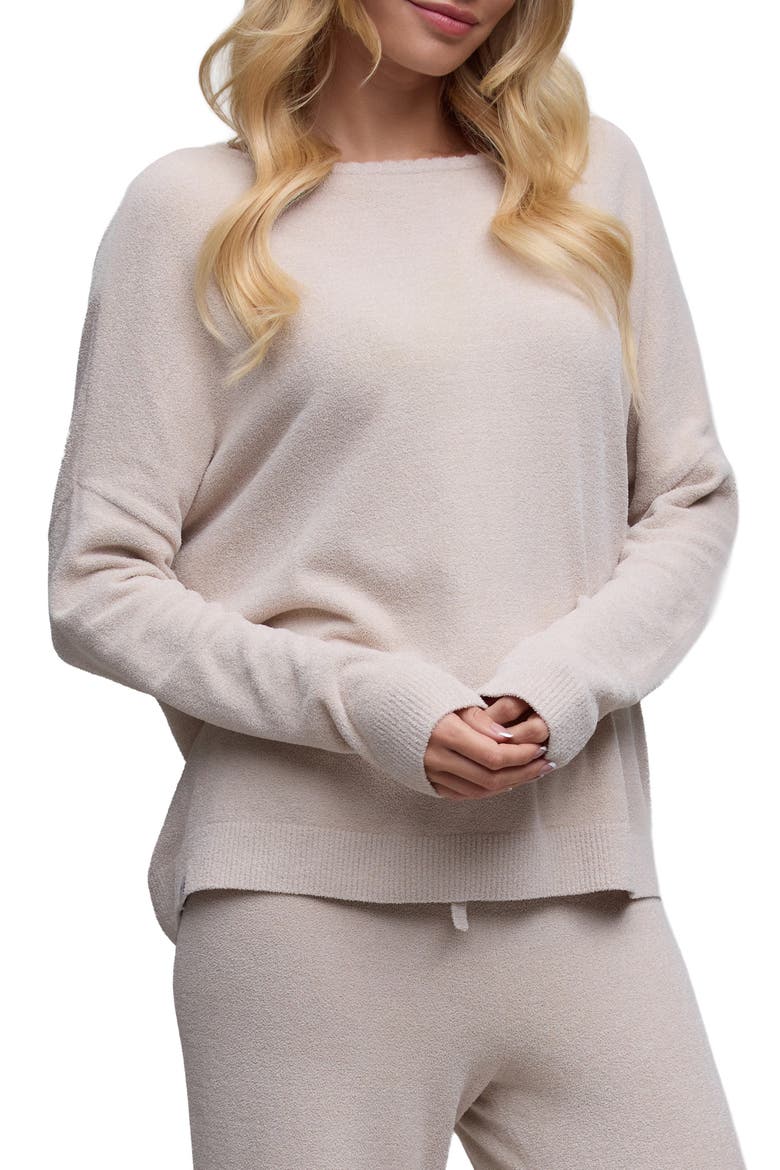 Scallop Slouchy Pullover, Main, color, STONE