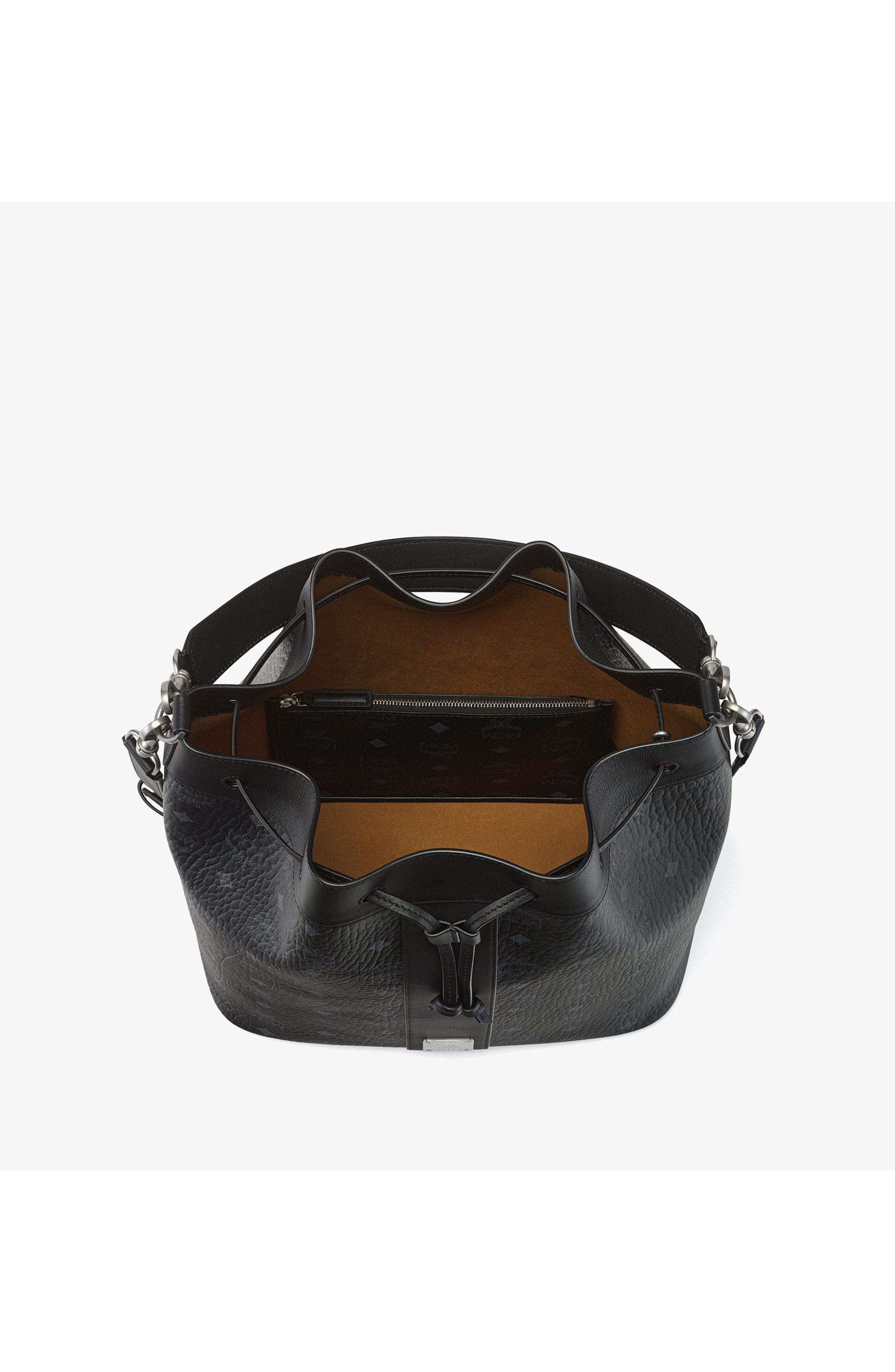 Large Dessau Drawstring Bag in Visetos, Alternate, color, Black