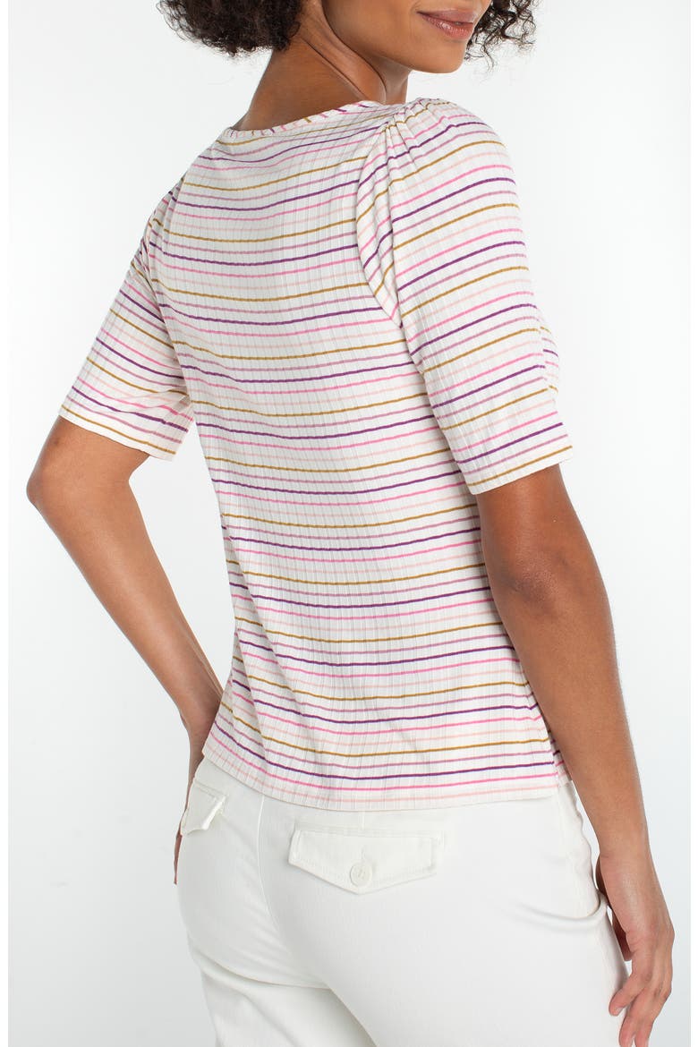 Stripe Gathered Top, Alternate, color, CREAM/ PINK STRIPES