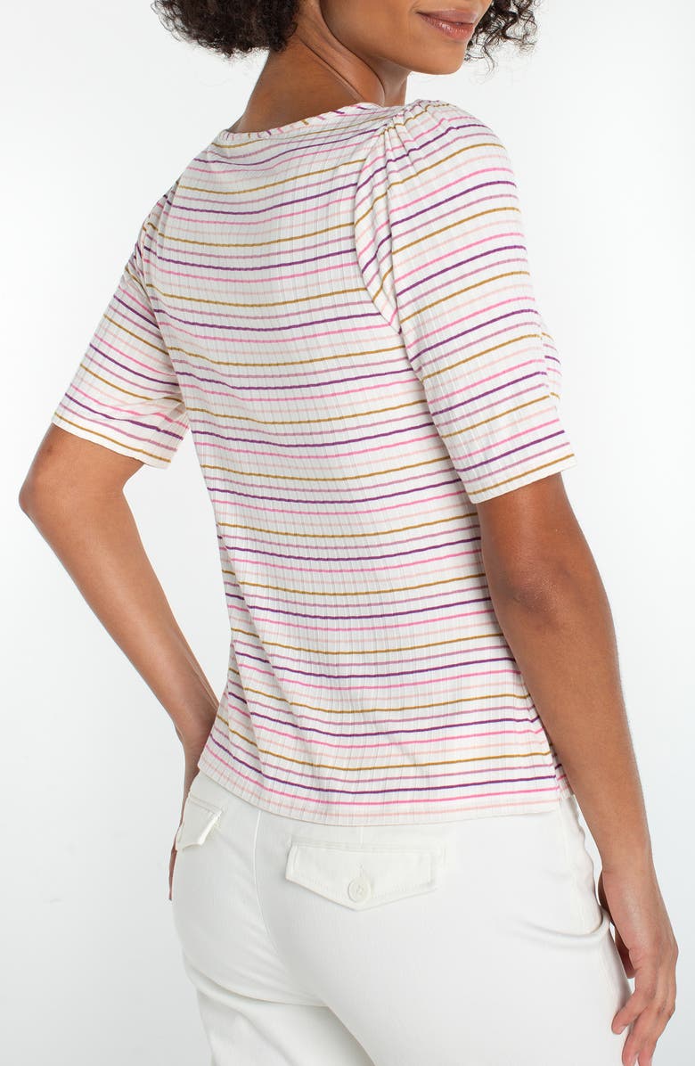 Liverpool Los Angeles Stripe Gathered Top, Alternate, color, Cream/ Pink Stripes