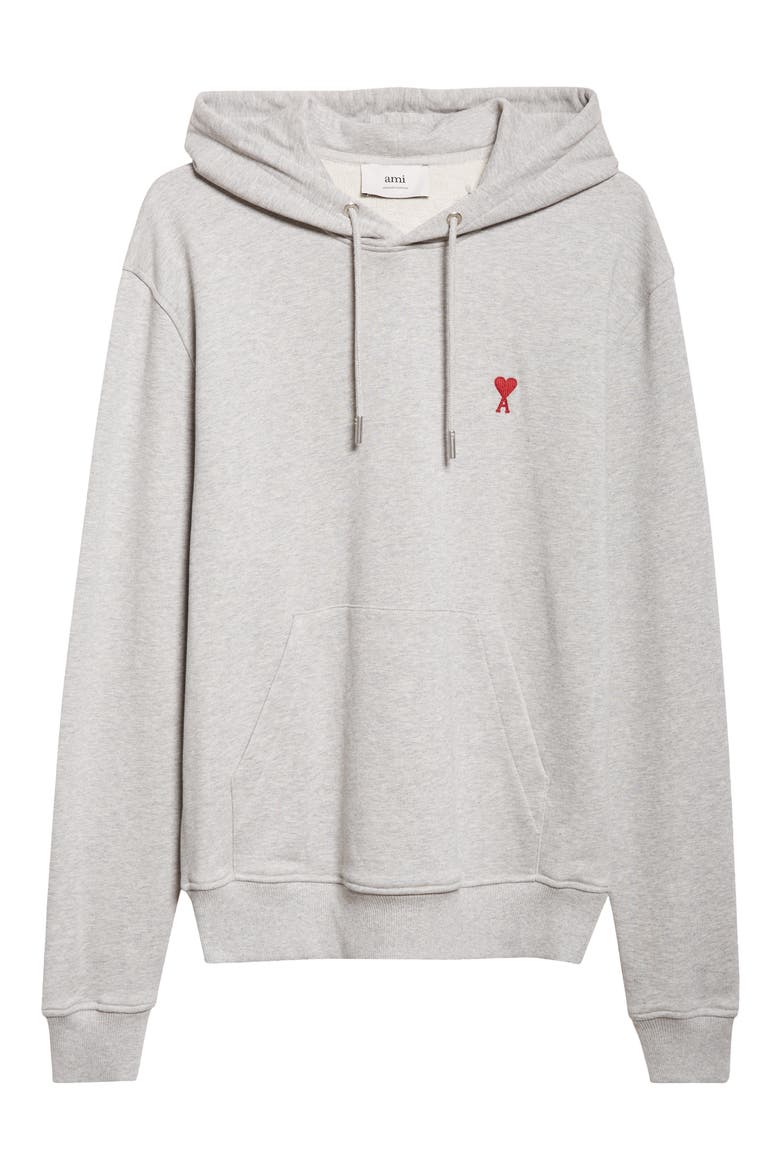 Embroidered Ami De Coeur Cotton Hoodie, Alternate, color, HEATHER ASH GREY