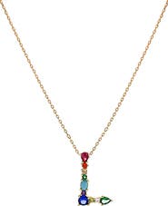 Panacea Multicolor Crystal Initial Pendant Necklace