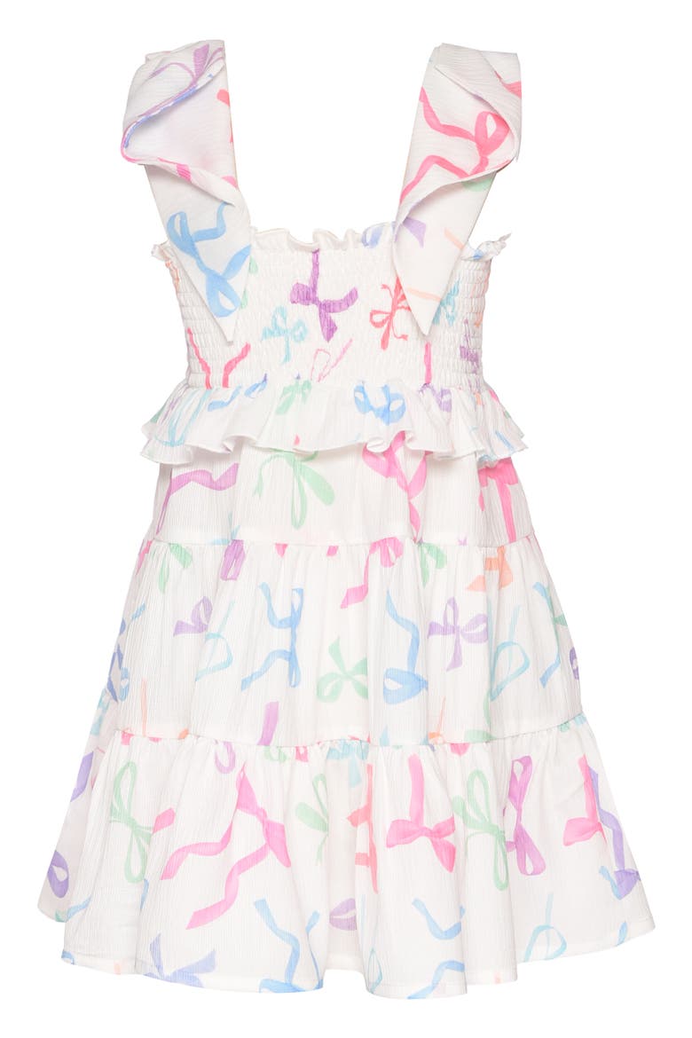 Kids' Bow Print Dress, Alternate, color, WHITE MULTI