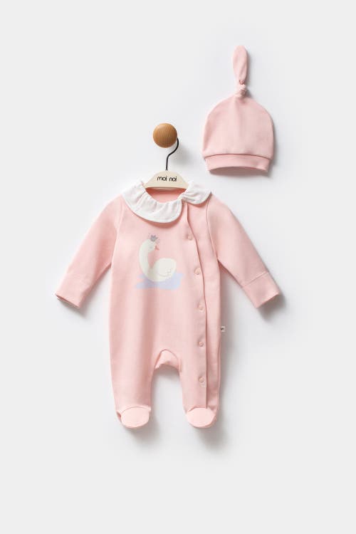 Moi Noi Swan One-piece Set In Pink