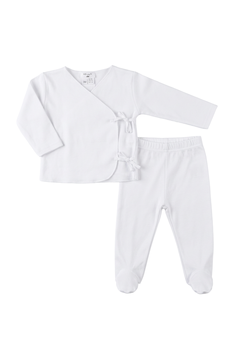 Little Fragile Wrap Front Snap Top & Leggings Two Piece Romper Set, Main, color, White