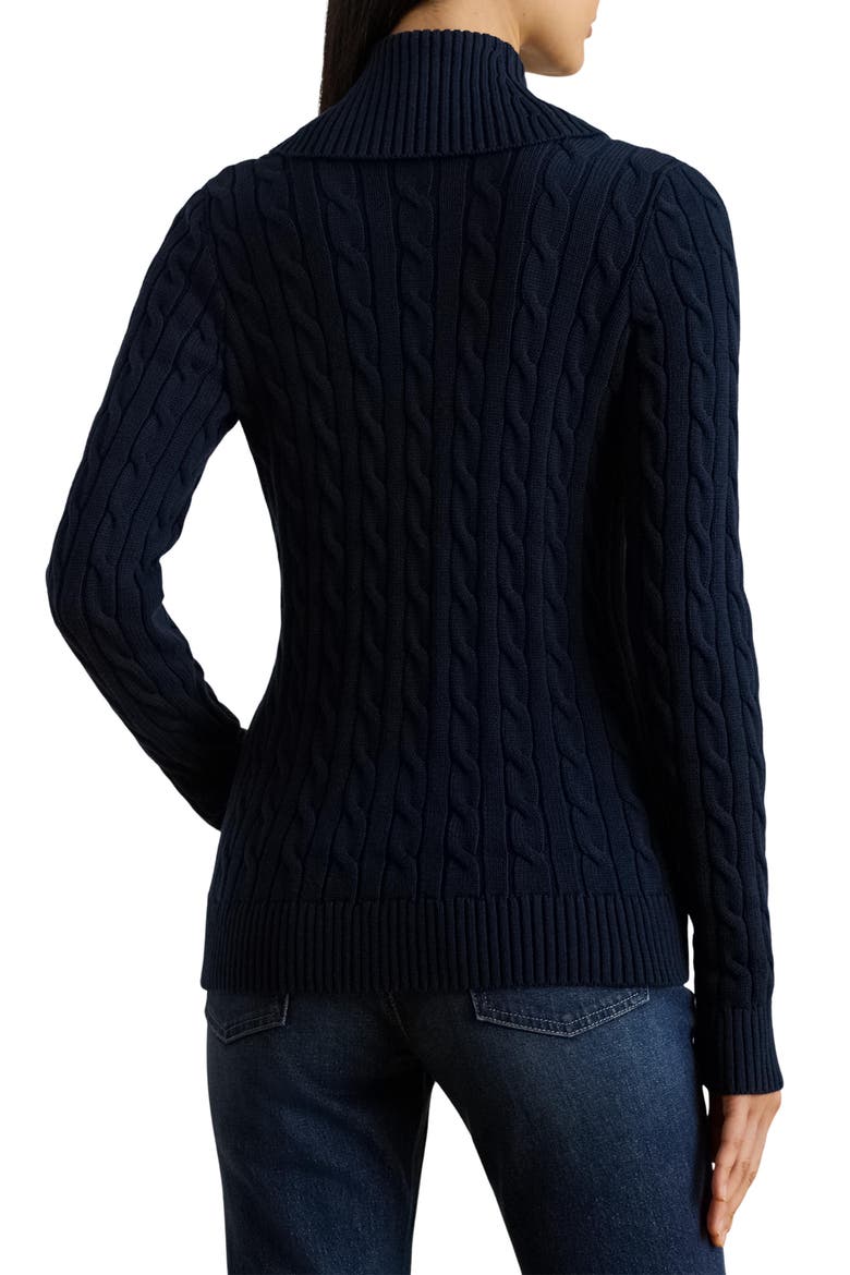 Buckle Cable Stitch Cotton Cardigan, Alternate, color, LAUREN NAVY