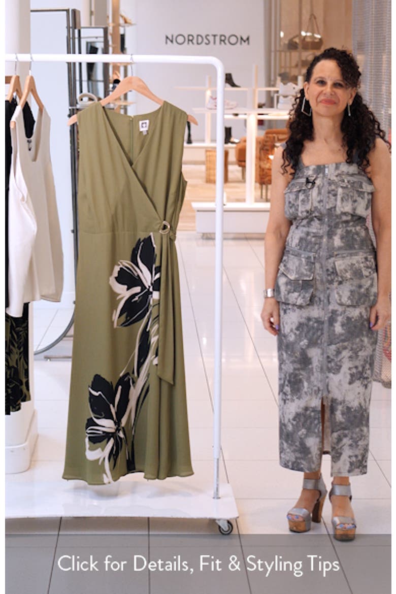Floral Faux Wrap Midi Dress video