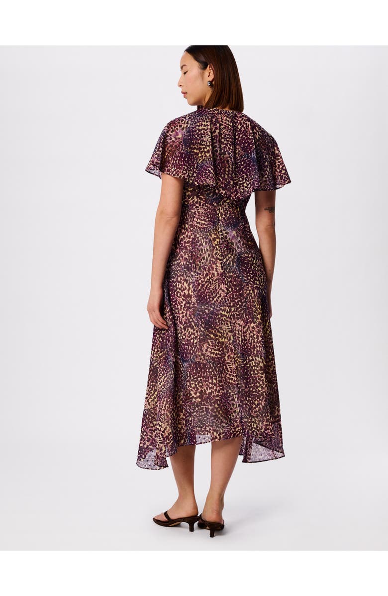 Whistles Orchid Print V-Neck Midi Dress, Alternate, color, Purp/Multi