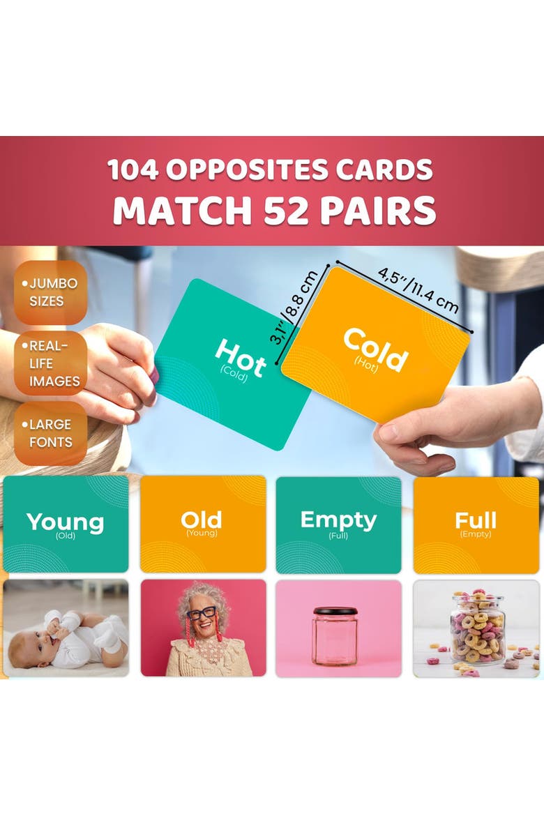 Educational Kids Flash Cards Set - Vocabulary & Sight Words, Alternate, color, Opposites