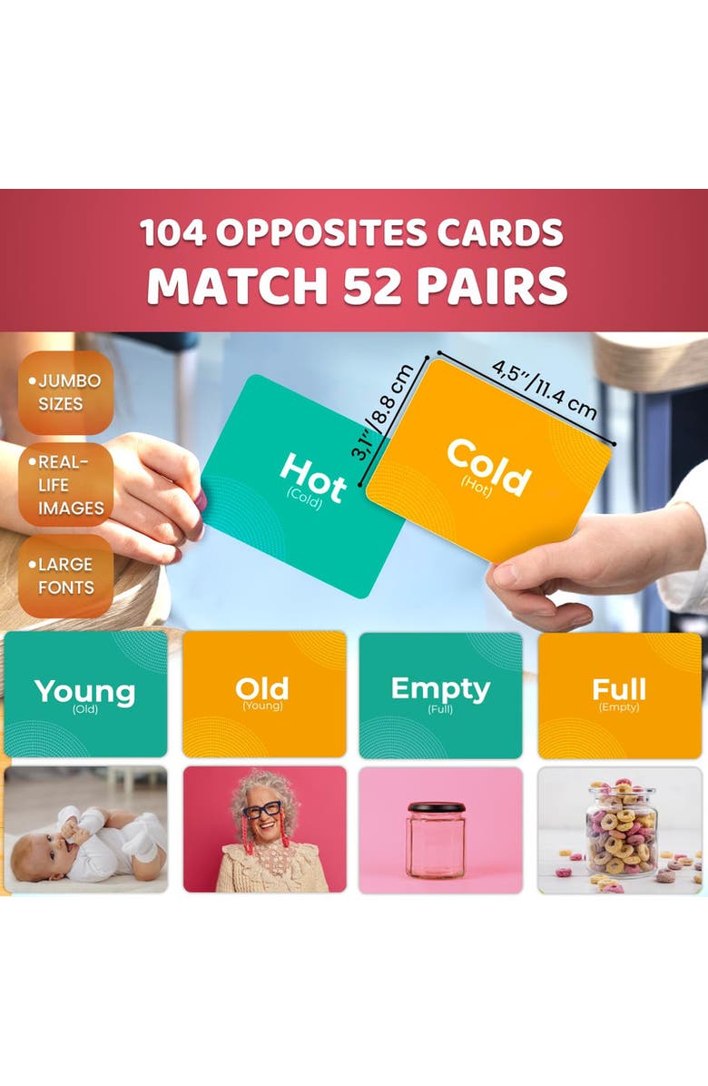 Quokka Vocabulary & Sight Words Flash Cards Set for Kids, Alternate, color, Opposites