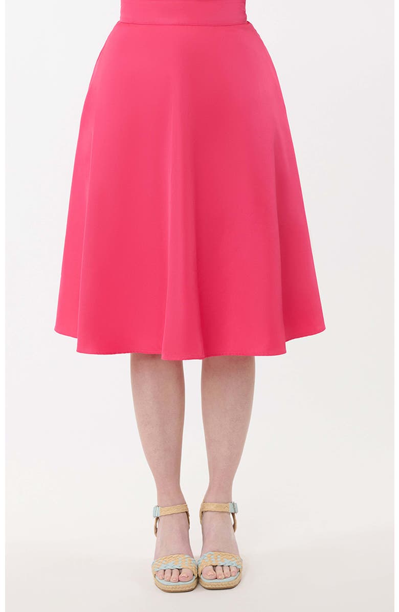 Unique Vintage Retro Style High Waist Vivien Swing Skirt, Main, color, Hot Pink