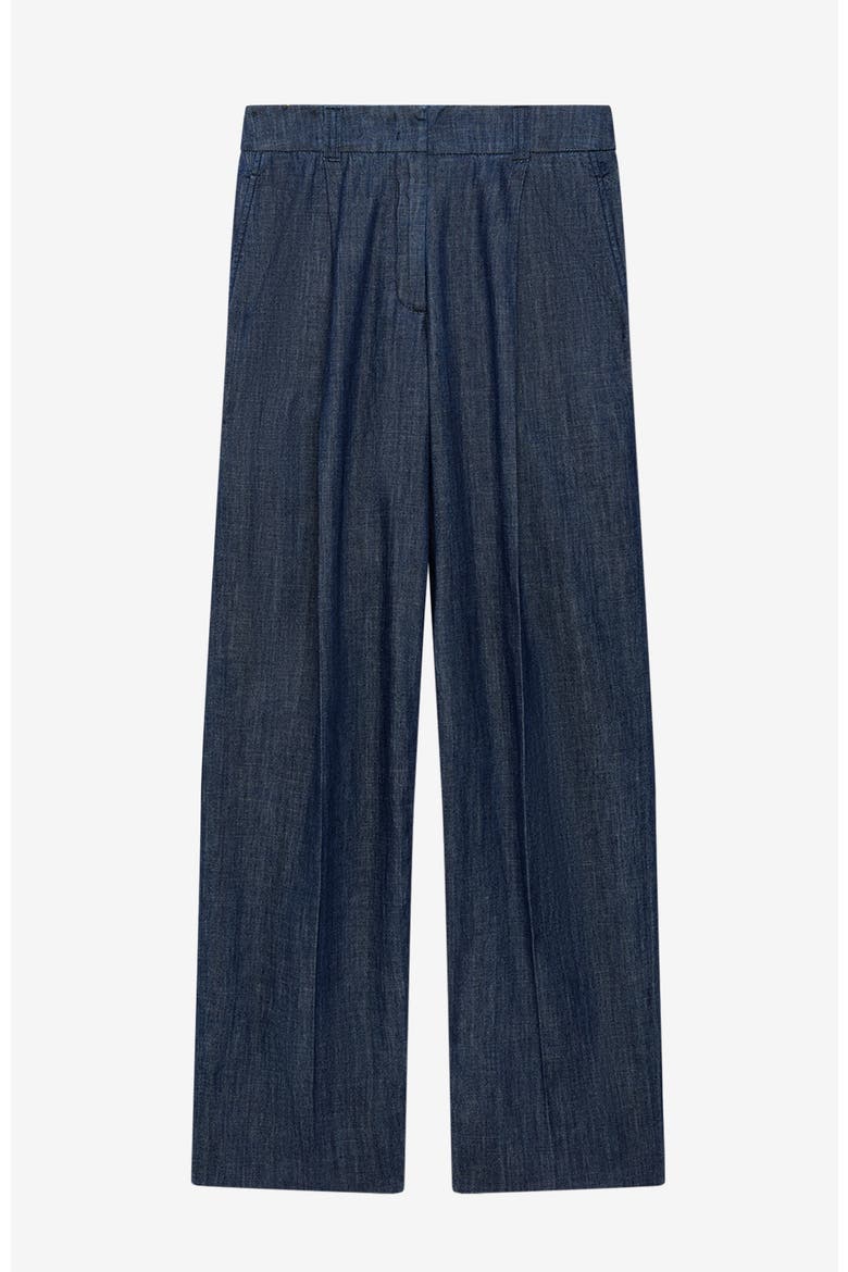 Chambray Relaxed Wide Leg Pant, Alternate, color, DARK BLUE