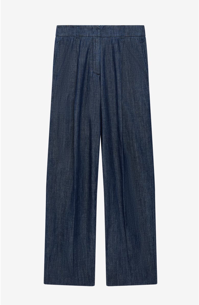 Another Tomorrow Chambray Relaxed Wide Leg Pant, Alternate, color, Dark Blue