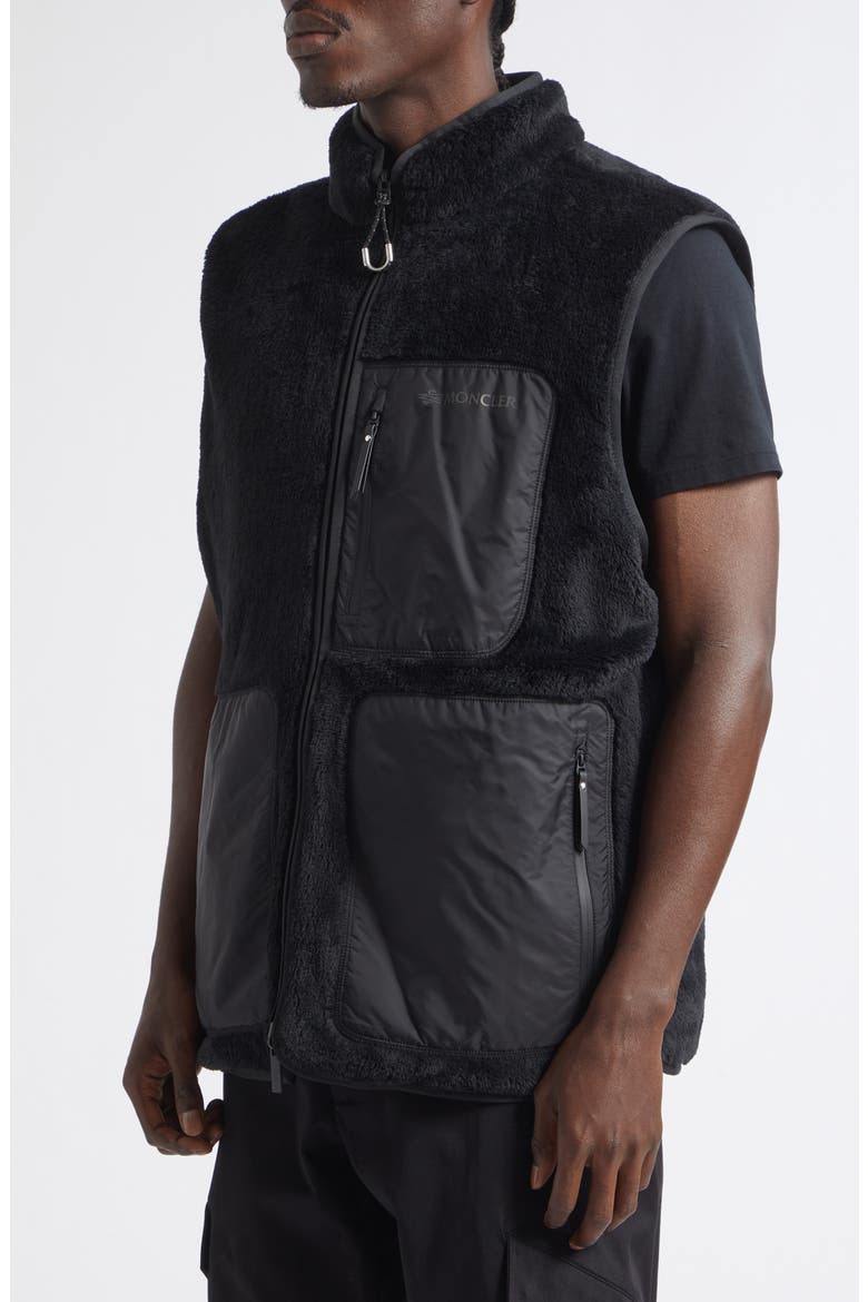 Reversible Quilted Down & Fleece Vest, Alternate, color, BLACK