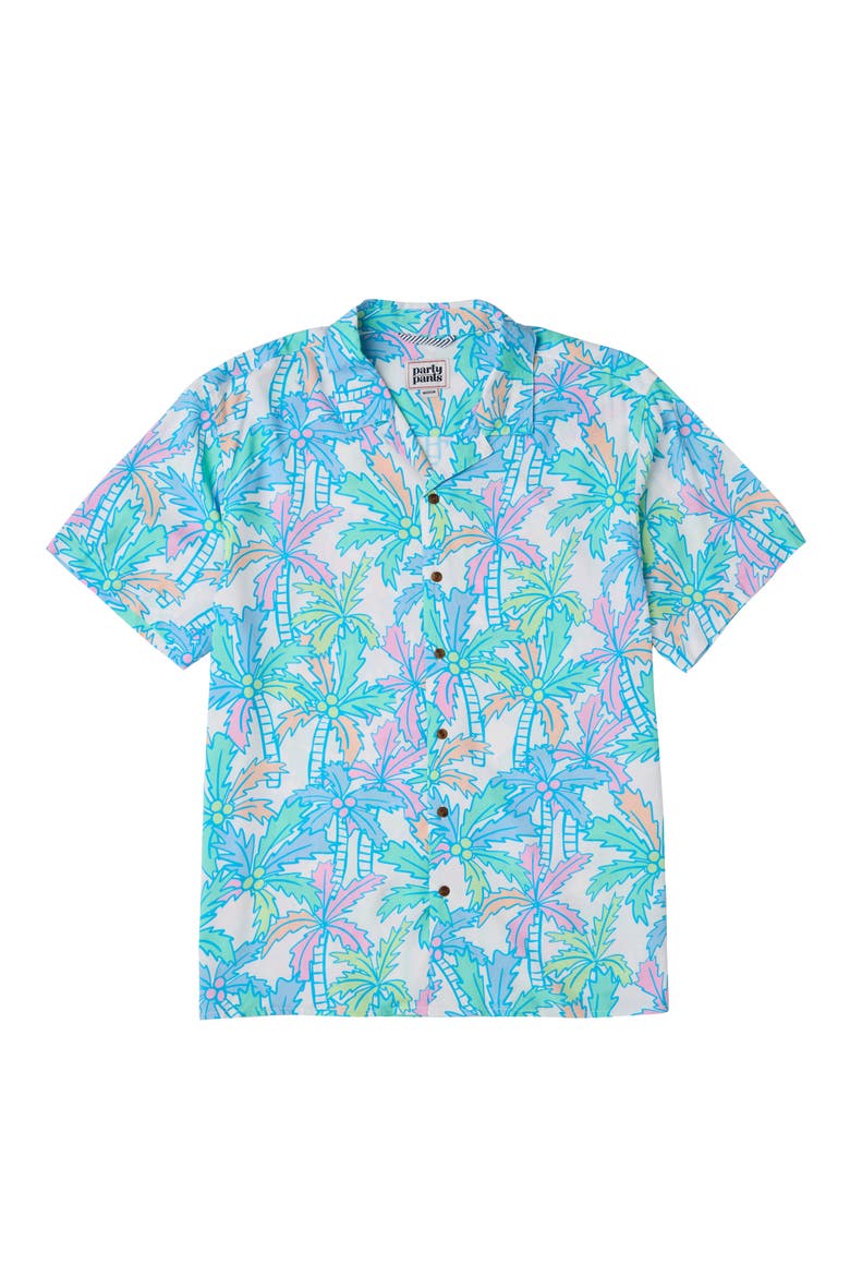 Busy Palms Seersucker Camp Shirt, Main, color, VINTAGE WHITE