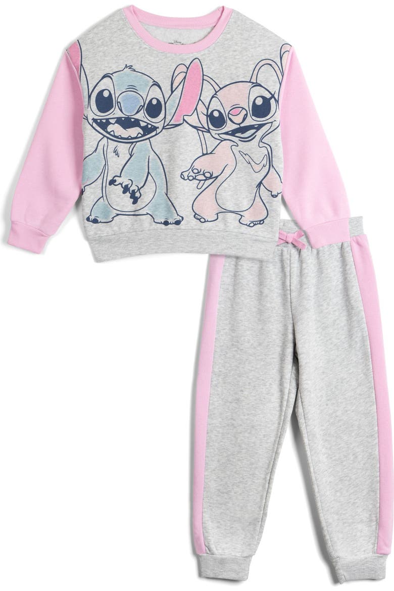 Lilo & Stitch 2-Piece Fleece Sweatshirt and Pants Set, Main, color, Grey Lavender Stitch