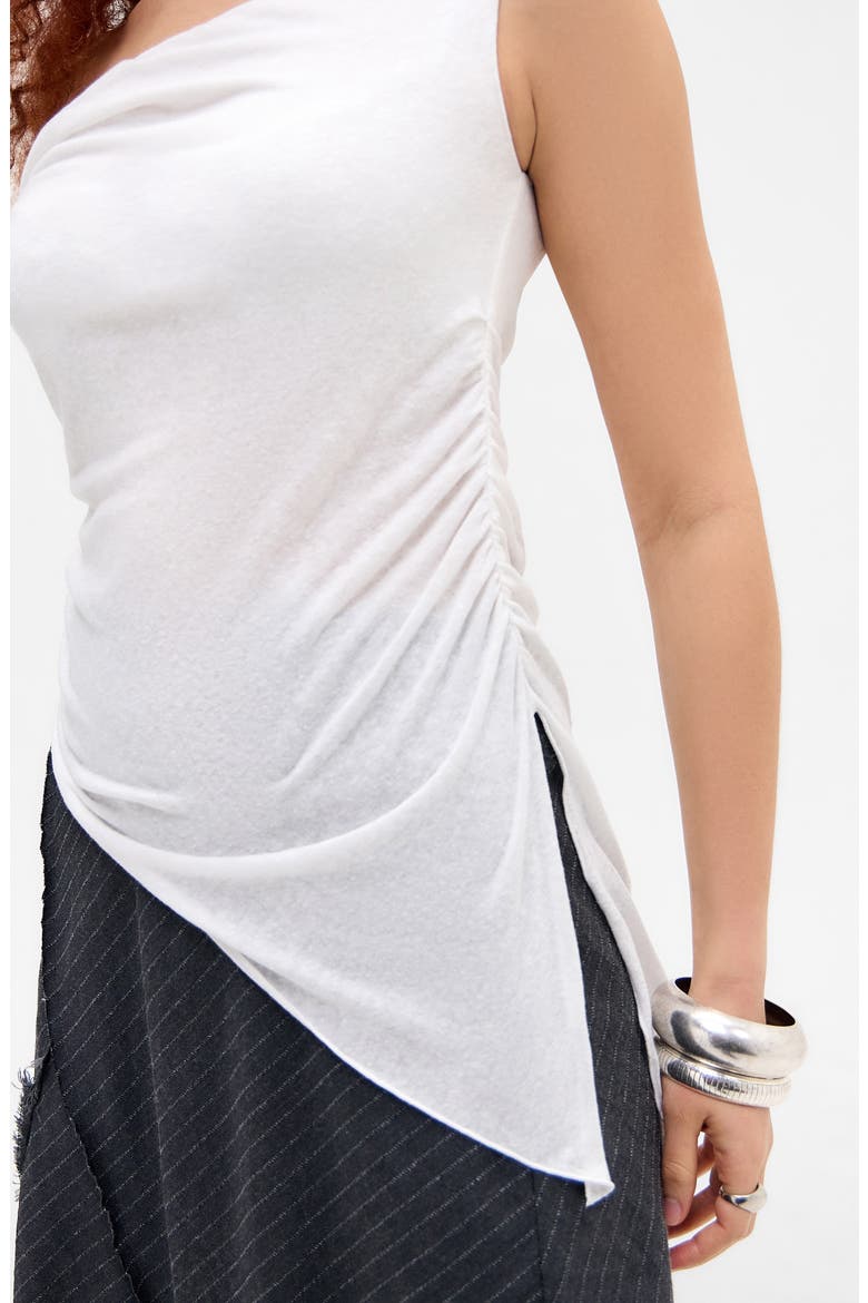 Peggy Asymmetric One-Shoulder Cotton Blend Knit Top, Alternate, color, WHITE