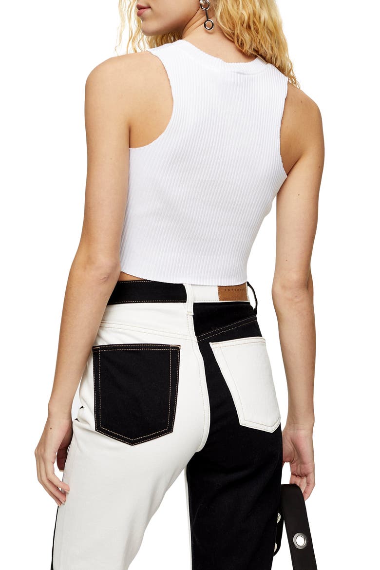 Wide Rib Racerback Cotton Blend Crop Tank Top, Alternate, color, WHITE