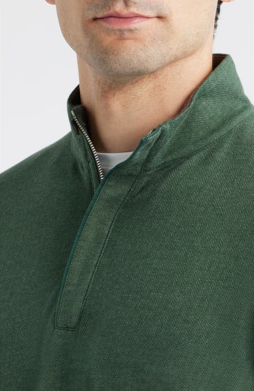 Johnnie-o Rubin Herringbone Quarter Zip In Green