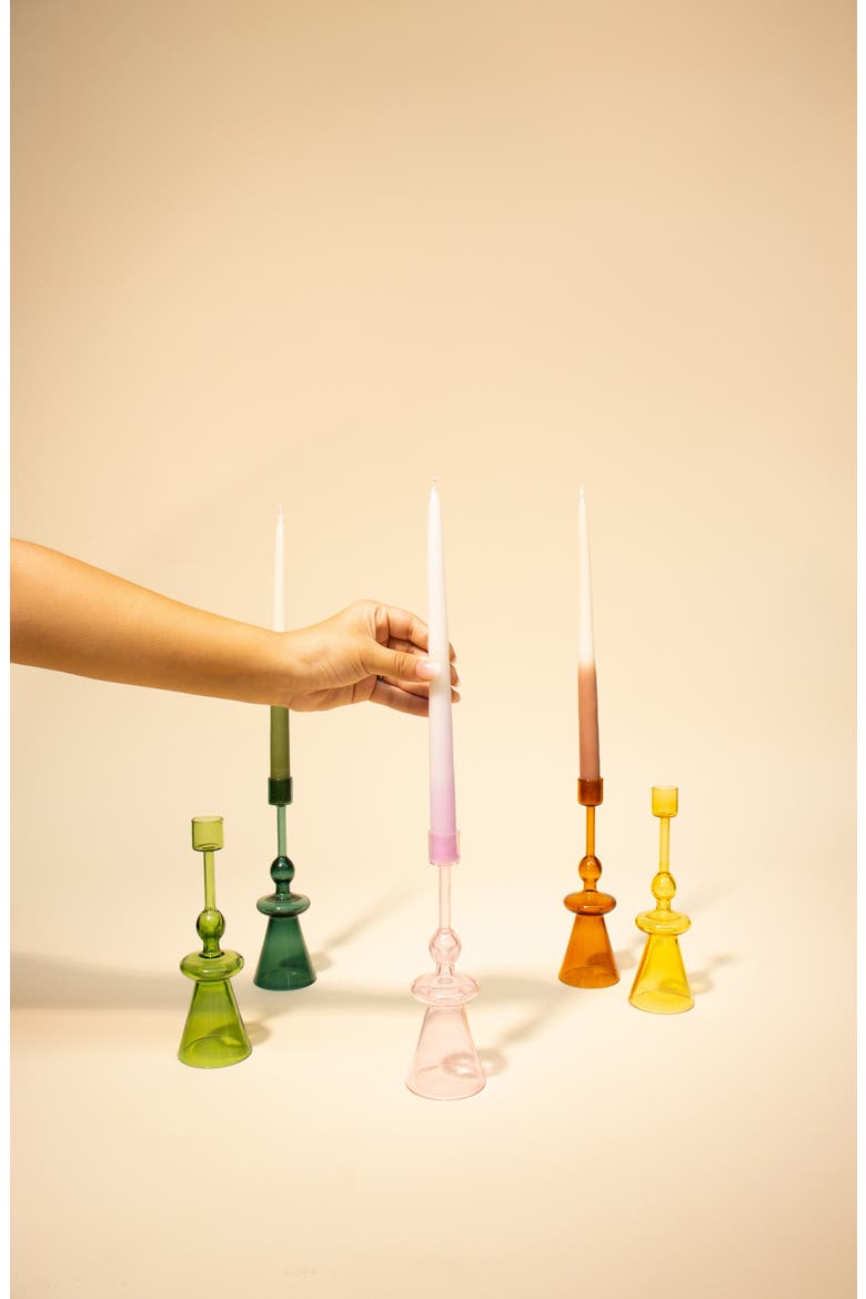 Glass Candle Holder, Alternate, color, GREEN