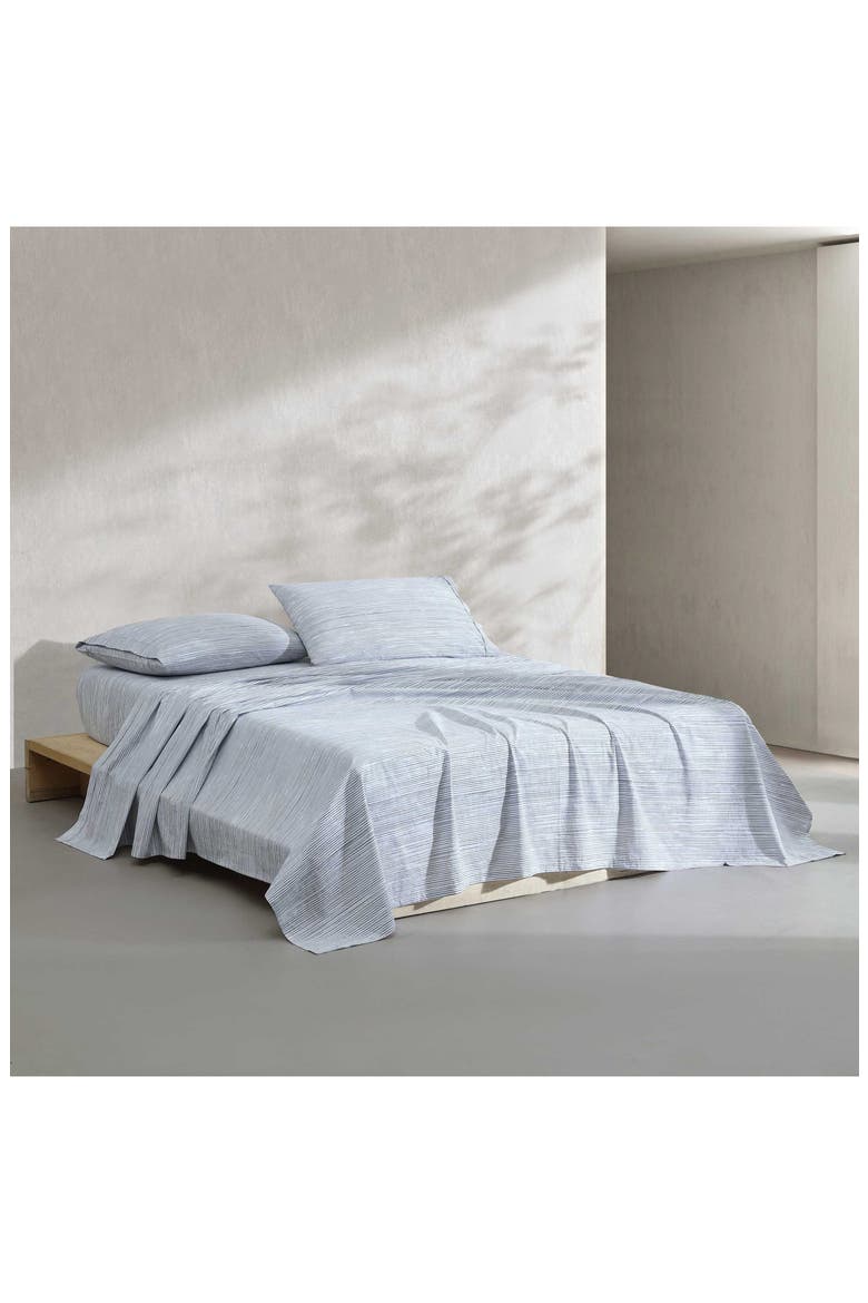 Wavy Stripe Washed Percale Sheet Set, Alternate, color, LIGHT BLUE