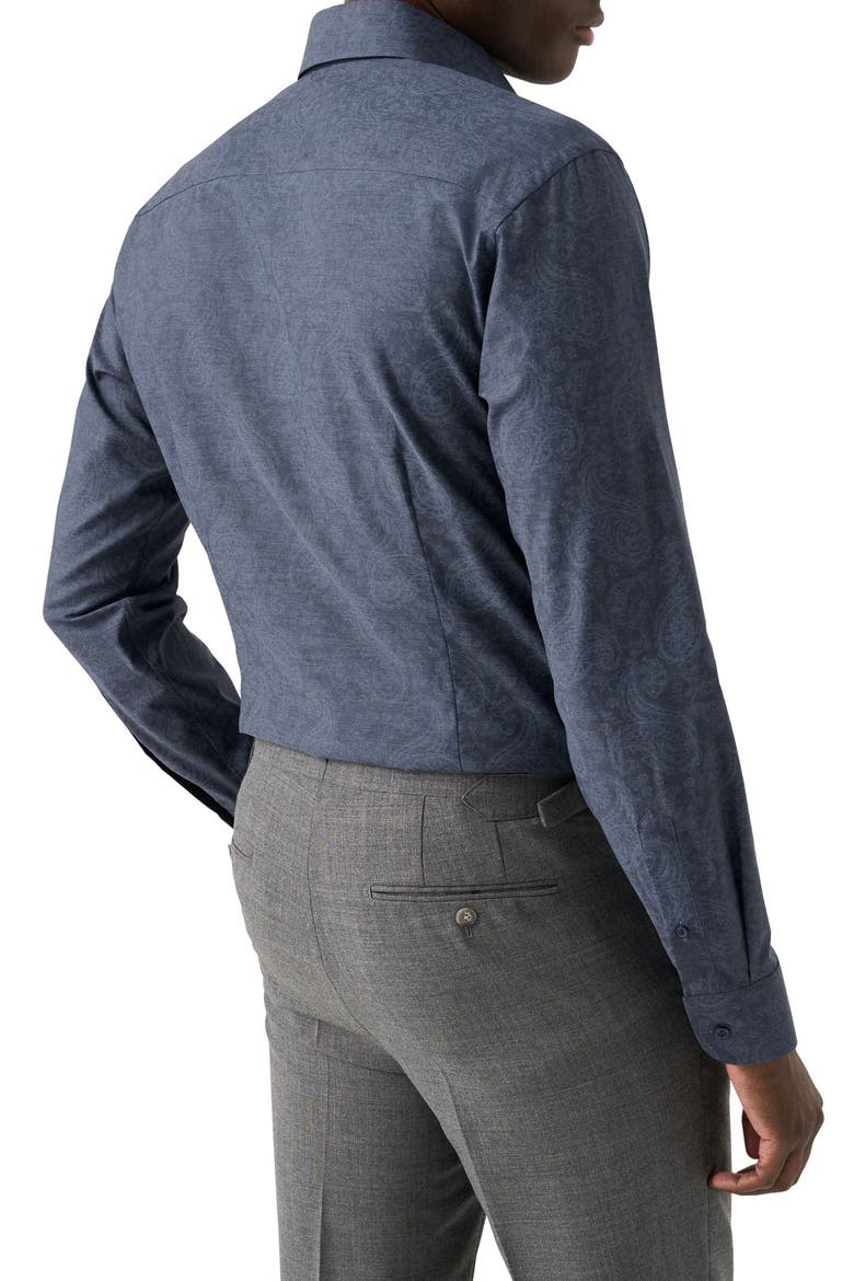 Contemporary Fit Paisley Mélange Cotton Dress Shirt, Alternate, color, DARK BLUE