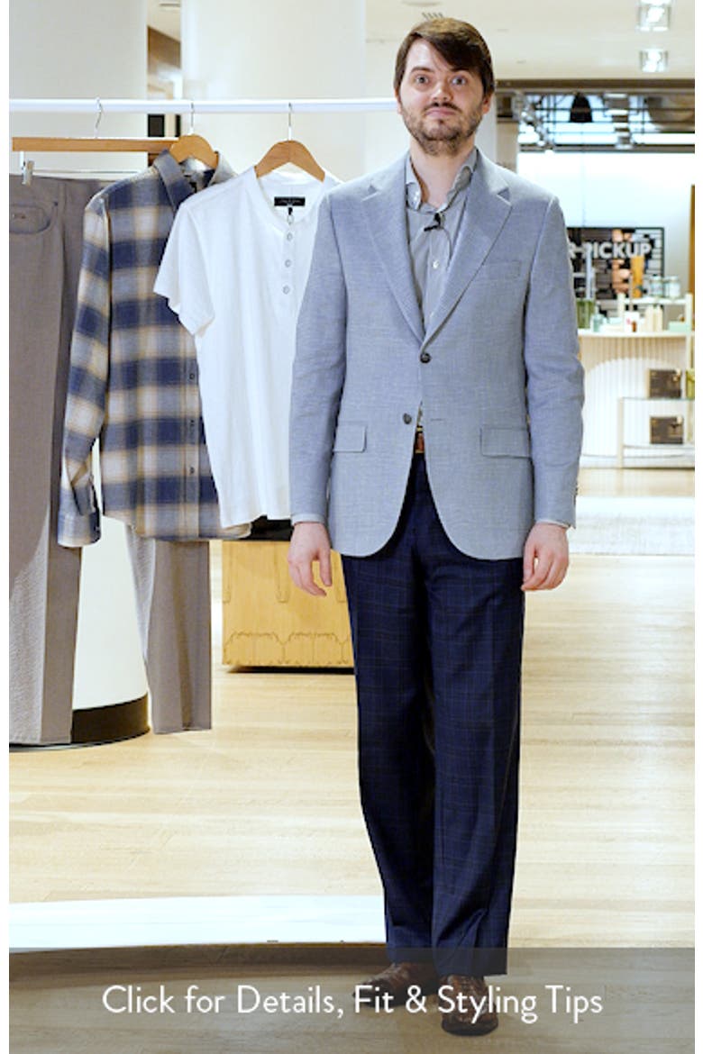 Hartford Classic Fit Light Blue Glen Check Linen & Wool Blend Sport Coat video