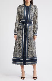 CIEBON Coco Mixed Zebra Print Midi Shirtdress
