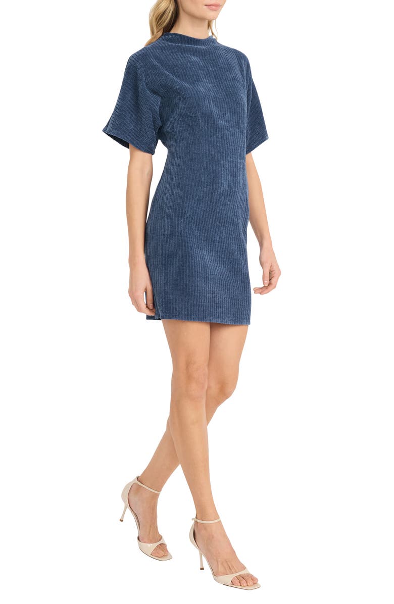 DONNA MORGAN FOR MAGGY Short Sleeve Corduroy Minidress, Alternate, color, Dark Denim