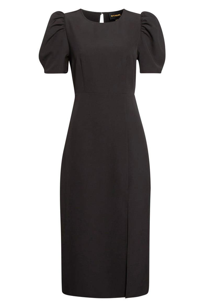 Chelsea Puff Sleeve Midi Dress, Alternate, color, BLACK